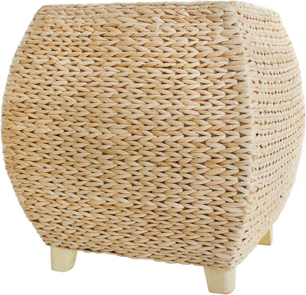 Winsterch Square Handwoven Cattail Pouf Ottoman