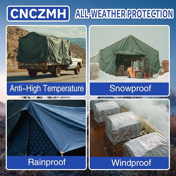 Tarp Heavy Duty Waterproof 18x24 Feet, 10 Mil Thick Blue Poly Tarps Outdoor, Metal Grommets, Reinforced Edges, Multipurpose Tarpaulin Protective Cover for Camping, Boat, Swimming Pools, Car