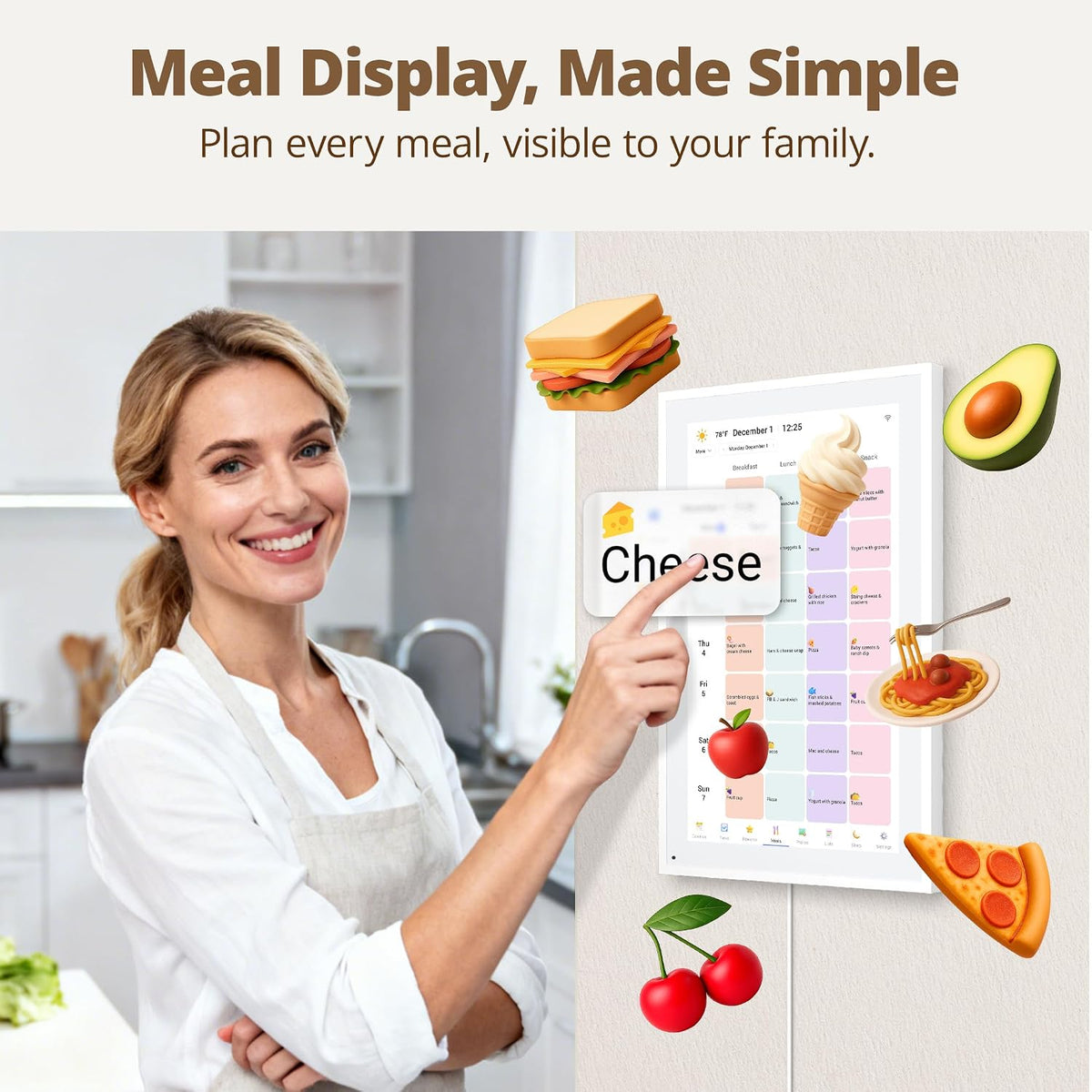 Digital Calendar 15" Touchscreen, Electronic Family Chore Planner Wall Desk