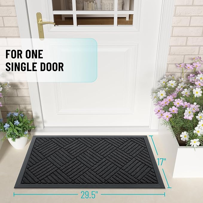 OLANLY Front Door Mat Outside Entrance 29.5x17, Heavy Duty Sturdy Natural