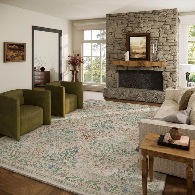 8x10 Washable Rugs for Living Room: Bedroom Area Rug Stain Resistant Non Slip