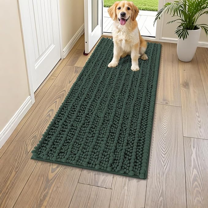 Smiry Dog Door Mat for Muddy Paws 47x24, Absorbent Dirt Trapper, Non-Slip