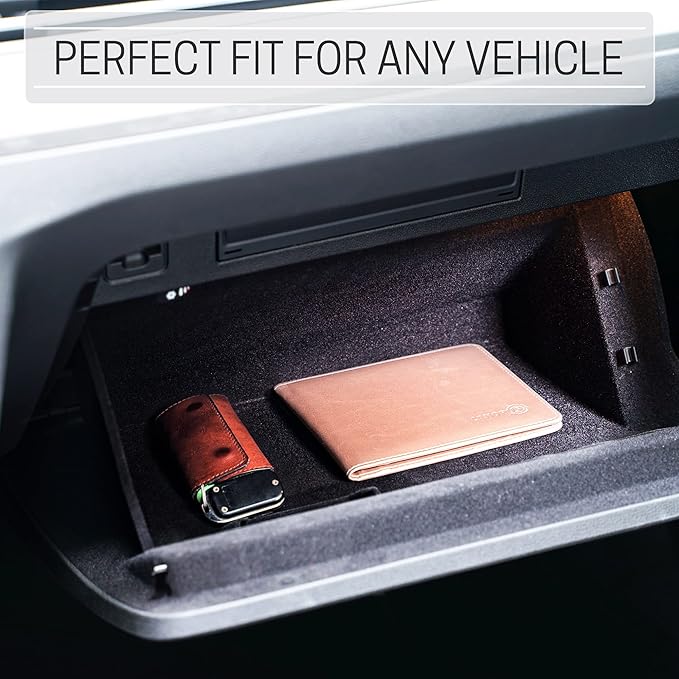 CANOPUS Car Registration and Insurance Holder, PU Leather Card Holder, Vehicle Glove Box Organizer for Auto, SUV, Truck and Motorcycle, Rose Gold