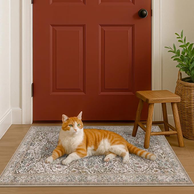 Moss Green Washable 2x4 Entry Rug