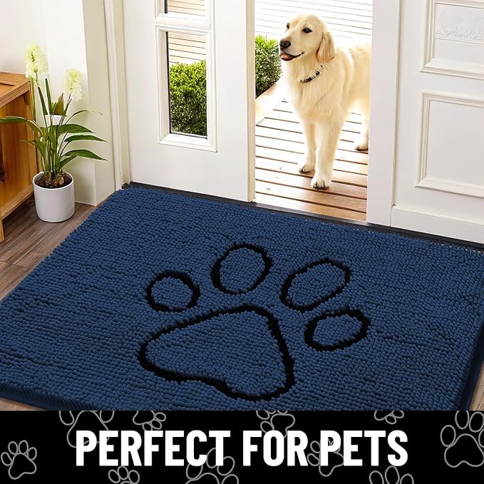 Smiry Dog Door Mat for Muddy Paws, Absorbent Dirt Trapper Non Slip Quick Dry