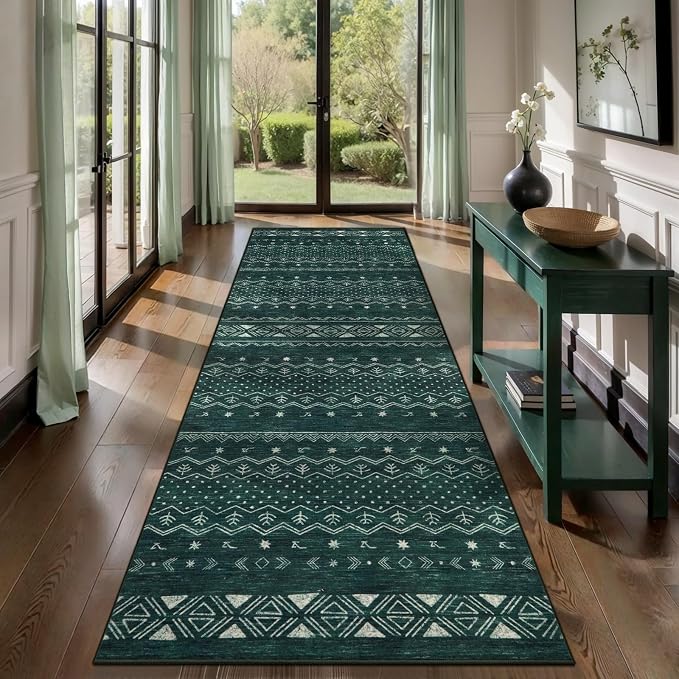 SERISSA Hallway Runner Rug, Soft Low-Pile Geometric Indoor Long Carpet