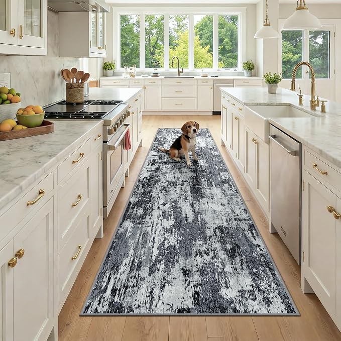 RELEANY Washable Area Rugs 3x9 Non-Slip Modern Abstract Soft
