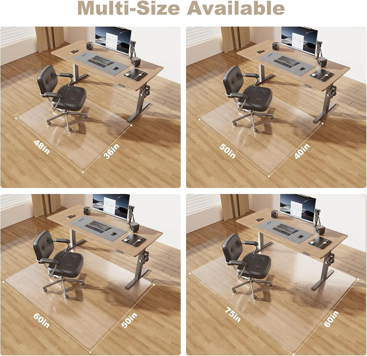[Thickened to 2.0mm] 40"x50" Computer Chair Mat for Hardwood, PVC Office Mat for Hardwood Floor, Anti-Slip Rolling Chair Floor Protector,Vinyl Mats for Home, Under Desk Mats for Rolling Chairs