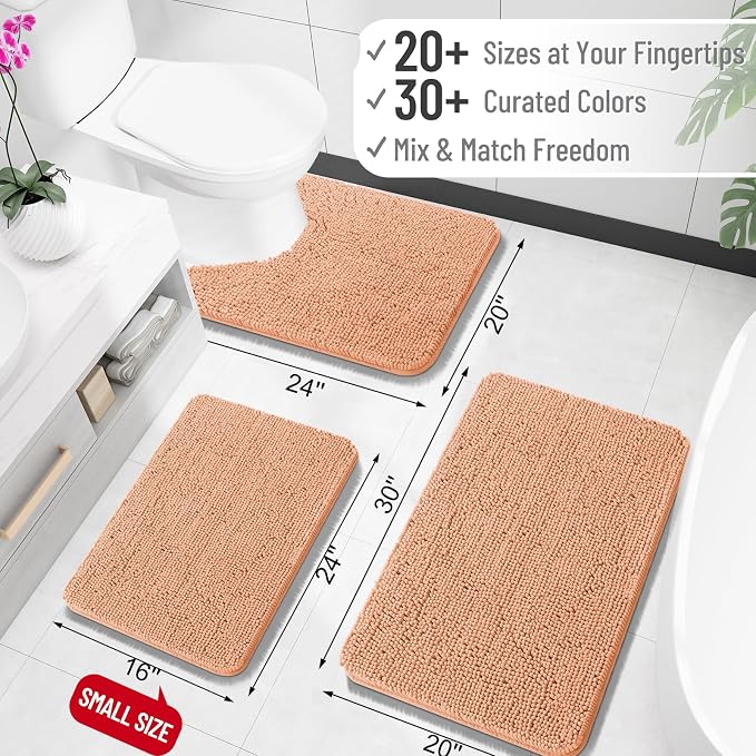 OLANLY Large Bathroom Rugs 70x46, Extra Soft Absorbent Chenille Bath Rugs