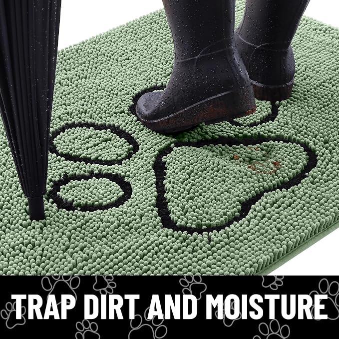 Smiry Dog Door Mat for Muddy Paws, Absorbent Dirt Trapper Non Slip Quick Dry