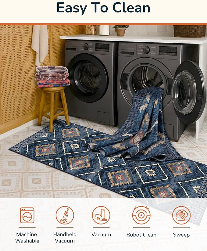 BESTSWEETIE Area Rug 3x5 Rug Machine Washable Non-Slip Low Pile Print Pattern