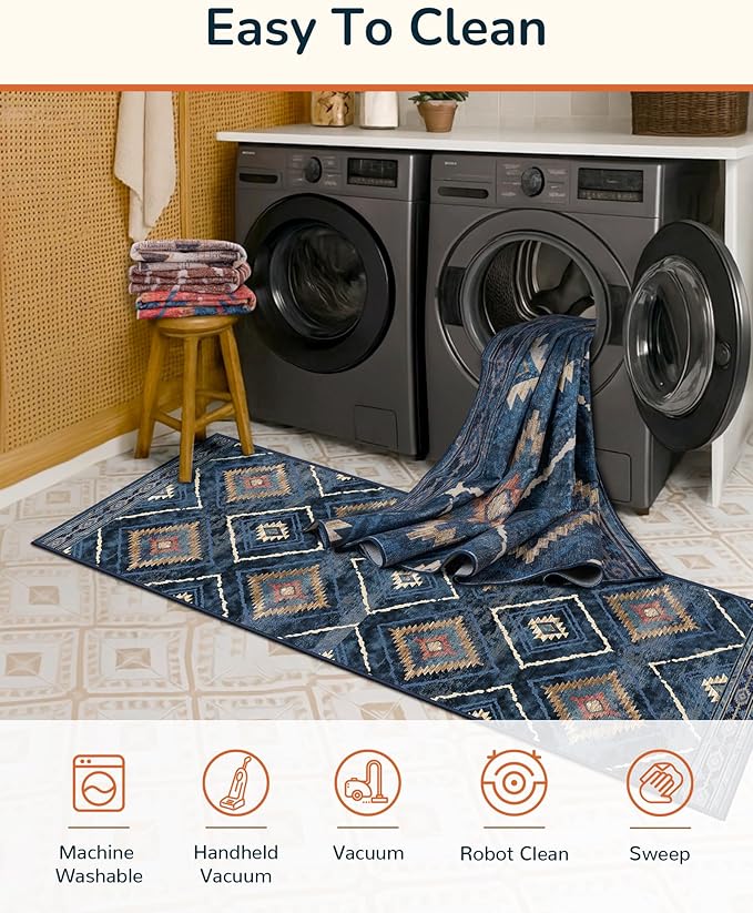 BESTSWEETIE Area Rug 9x12 Rug Machine Washable Non-Slip Low Pile Print Pattern