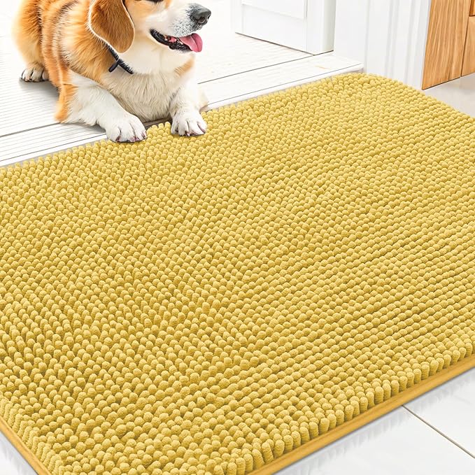 Smiry Dog Door Mat for Muddy Paws 30x20, Absorbent Dirt Trapper, Non-Slip