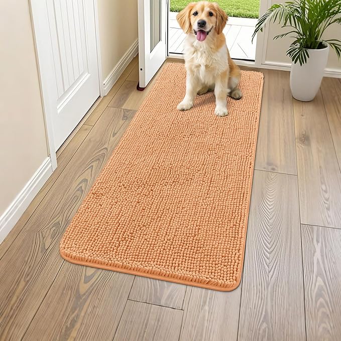 Smiry Dog Door Mat for Muddy Paws 47x24, Absorbent Dirt Trapper, Non-Slip