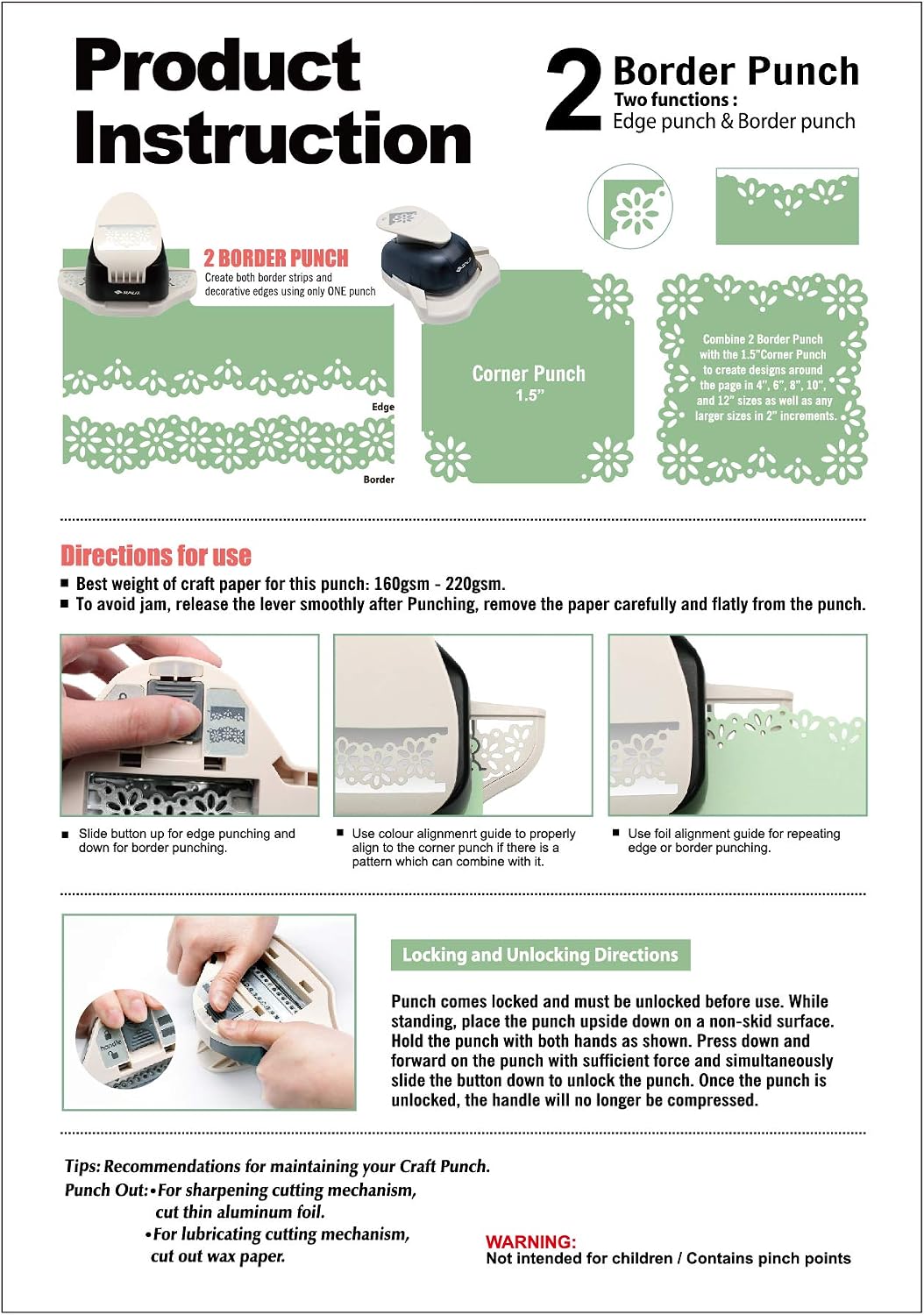 Bira Craft 2 in 1 Border Edge Craft Punch, Valentine’s Day Punch, for Scrapbooking (Rose-2)