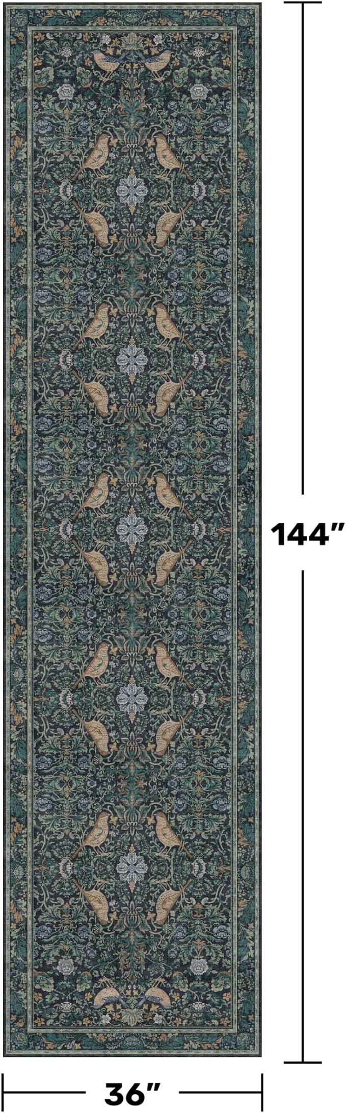 Vintage 3x12 Wide Hallway Runner Rug, Washable Extra Long Runner Rugs