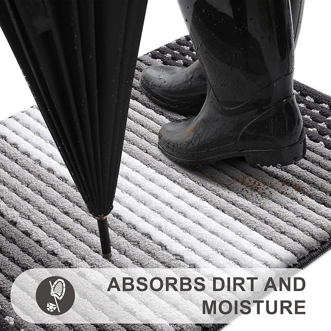 Kitinjoy Indoor Outdoor Door Mat, 32x20 Non-Slip Absorbent Dirt Trapper