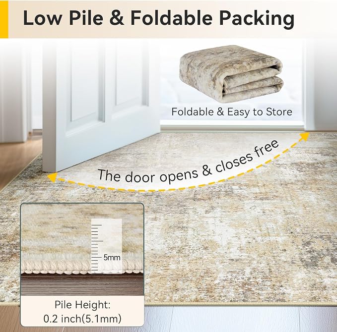 RELEANY Washable Area Rugs 9'x12' Non-Slip Modern Abstract Soft