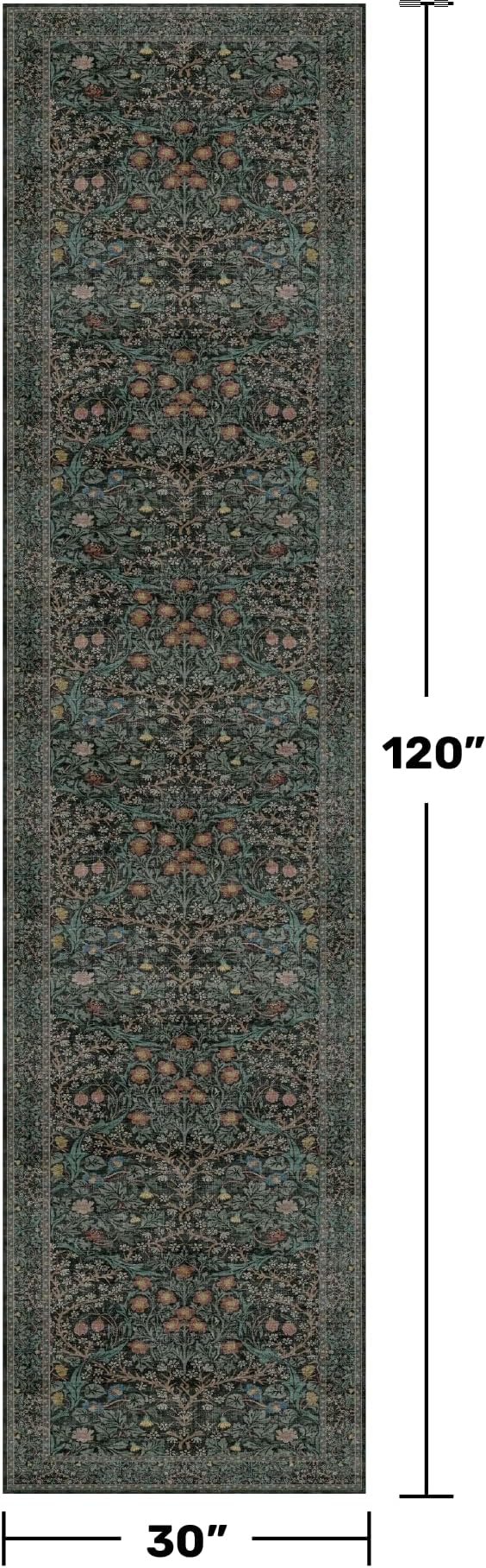 Dark Green 2'6" x 10' Runners for Wide Hallways Non Slip, Extra Long 10ft Floor
