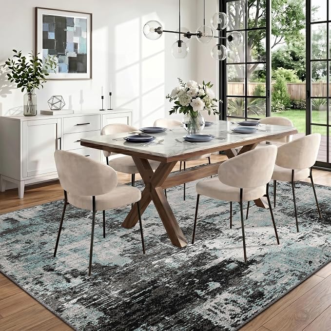 RELEANY Washable Area Rugs 9'x12' Non-Slip Modern Abstract Soft