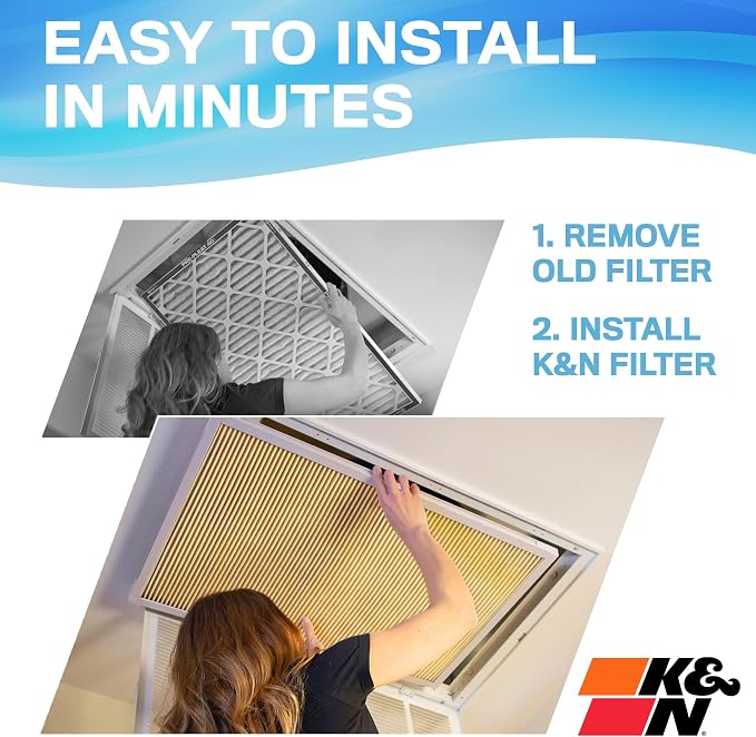 K&N 16x25x1 Air Filter, Merv 11, Washable Air Filter, the Last Furnace Filter