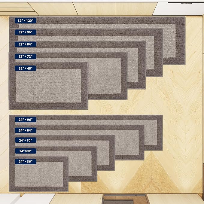 Machine Washable Kitchen Rug 24" x 96", Non Slip Kitchen Mat