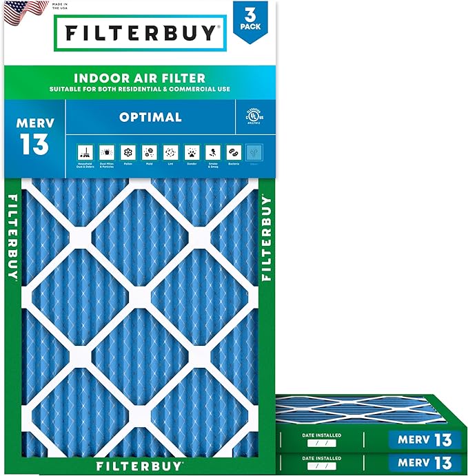 Filterbuy 20x32x1 Air Filter MERV 13 Optimal Smoke & Allergy Defense,
