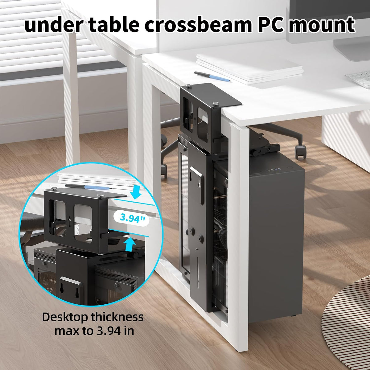Pholiten Under Desk CPU Mount, 3.94" to 11.61" Wide