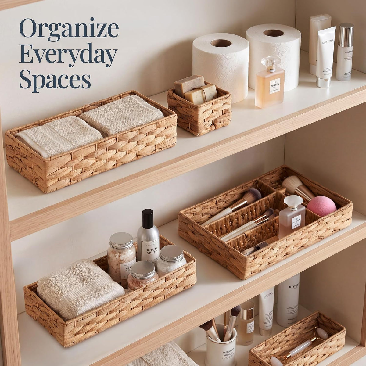 Best Choice Products 5-Piece Flatware Organizer Set, Woven Modular Silverware & Utensil Drawer Organizer Trays, Drawer Divider, Storage Containers for Kitchen, Bathroom, & Office Utensils - Natural