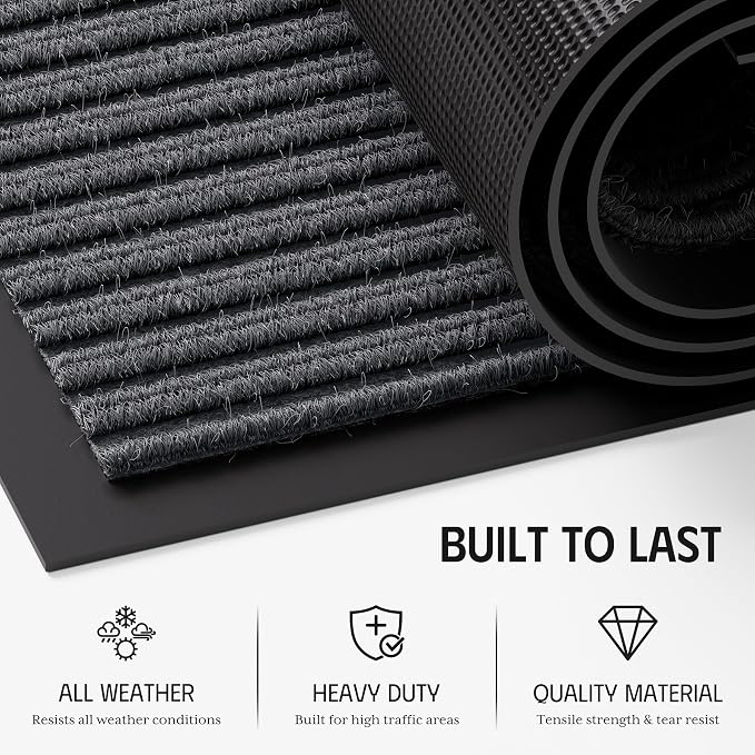 Front Door Mat Outside Entrance, Heavy Duty Dirt Trapper Dog Door Mats