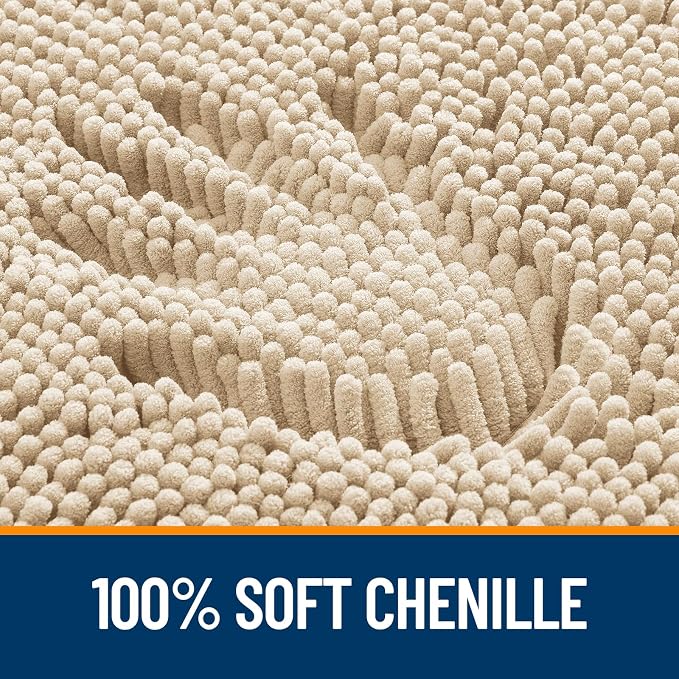 OLANLY Bathroom Rugs 34x21, Extra Soft Absorbent Chenille Bath Rugs, Rubber