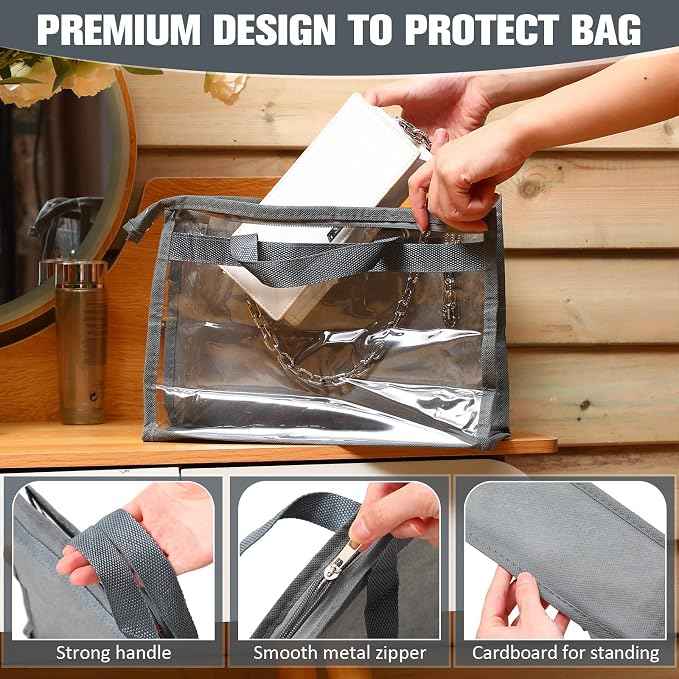 Chumia 20 Pack Dust Bags for Handbags Clear Handbag Storage Organizer, 3 Sizes