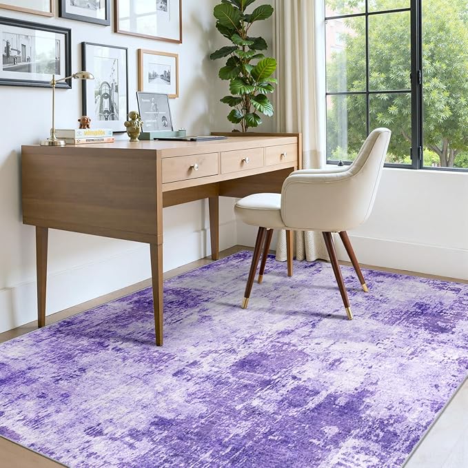 RELEANY Washable Area Rugs 4'x6' Non-Slip Modern Abstract Soft