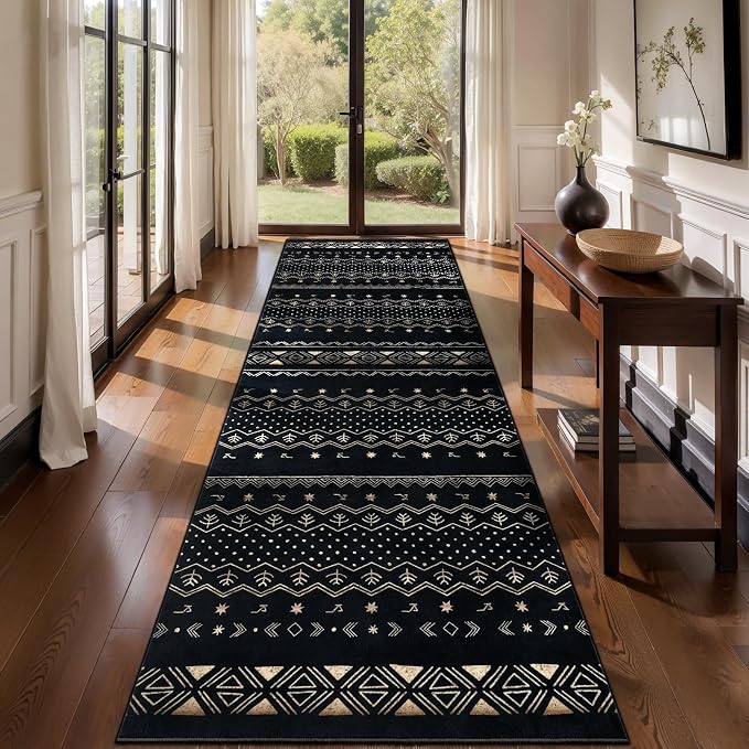 SERISSA Hallway Runner Rug, Soft Low-Pile Geometric Indoor Long Carpet