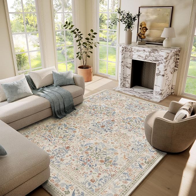 Washable Area Rugs for Living Room: 6x9 Bedroom Rug Vintage Area Rug Stain