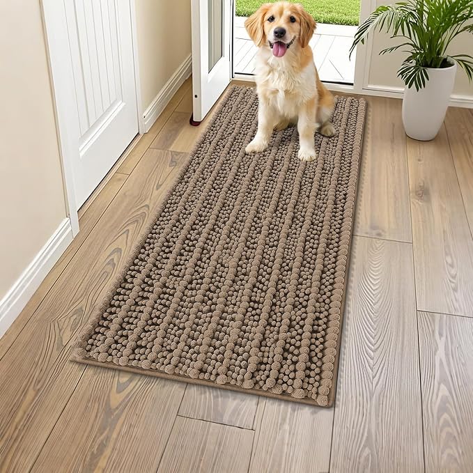 Smiry Dog Door Mat for Muddy Paws 47x17, Absorbent Dirt Trapper, Non-Slip