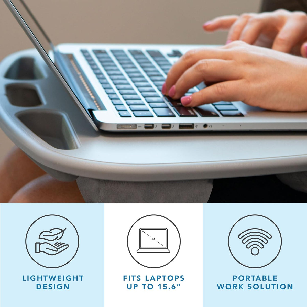 LAPGEAR MyDesk Lap Desk – Cool Gray, 12-Pack, Fits 15.6” Laptops