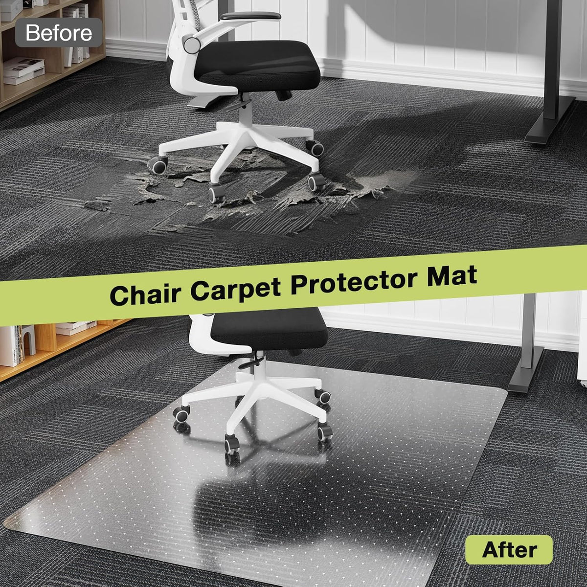 【Shipped Flat】1 Pack 32" x 48"Heavy Duty Clear Office Chair Mat for Thick Carpet, Durable Plastic Under-Desk Carpet Protector,Chair Mat for Rolling Desk Chairs for Home and Office Workspace Protection