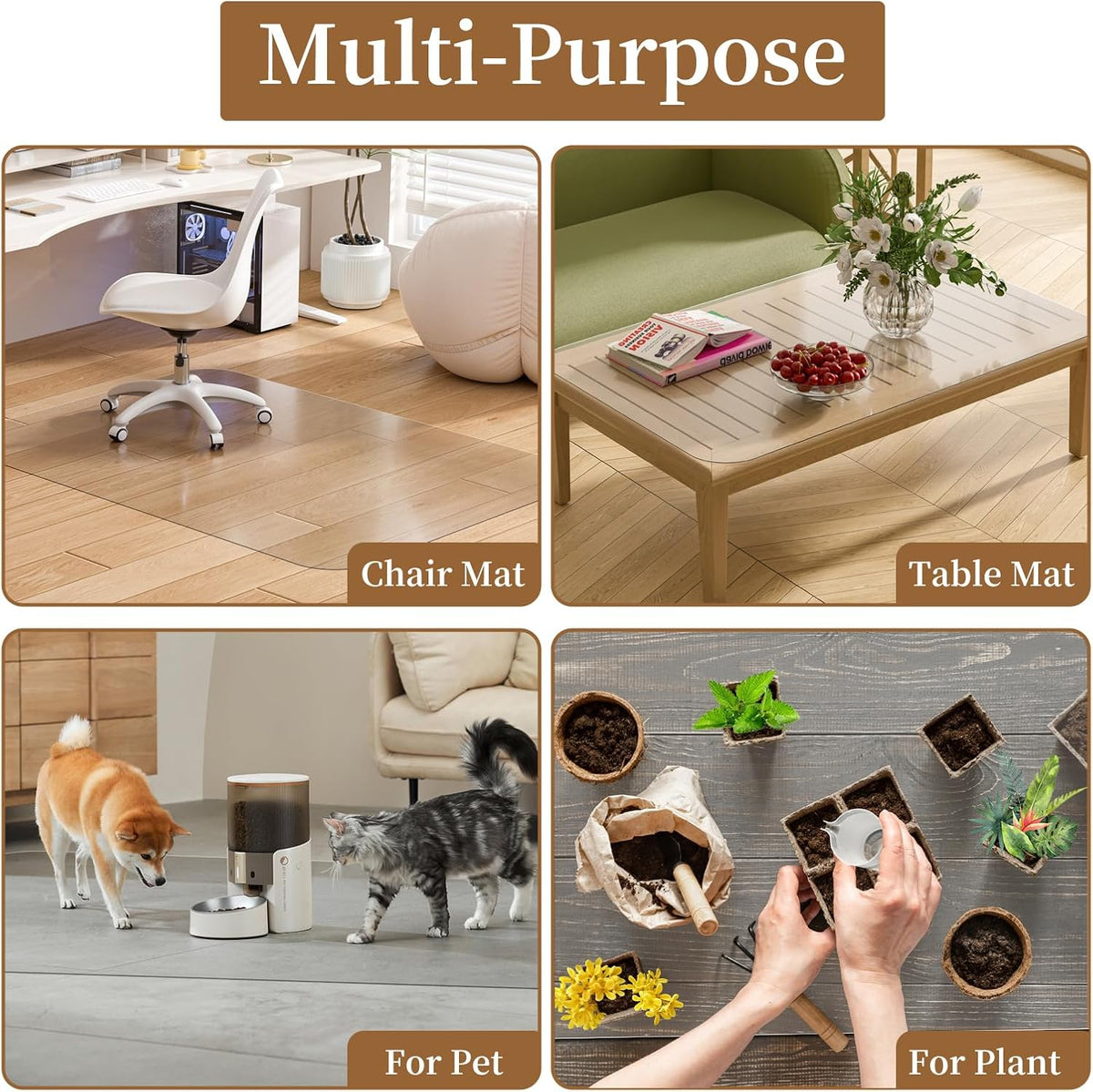 53" X 45" Office Chair Mat for Hardwood Floor, PVC Clear Desk Chair Mat for Hard Floors - Can't be Used on Carpet
