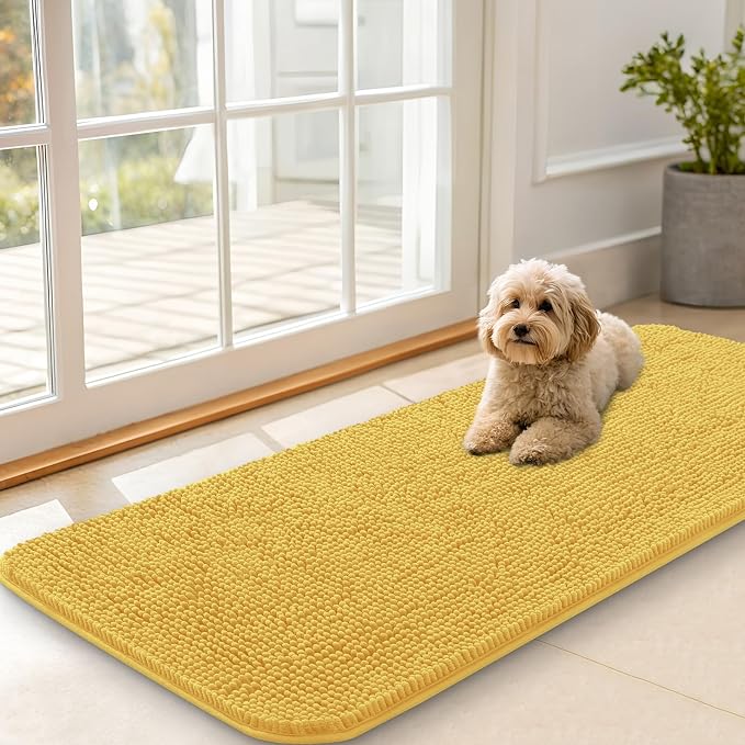 OLANLY Dog Door Mat for Muddy Paws 47x20, Absorbs Moisture and Dirt, Absorbent