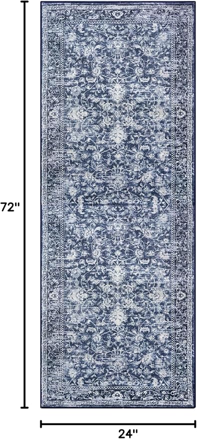KILOCOCO Hallway Runner 2x6 Rug Runner Printed Vintage Floral Washable Kitchen