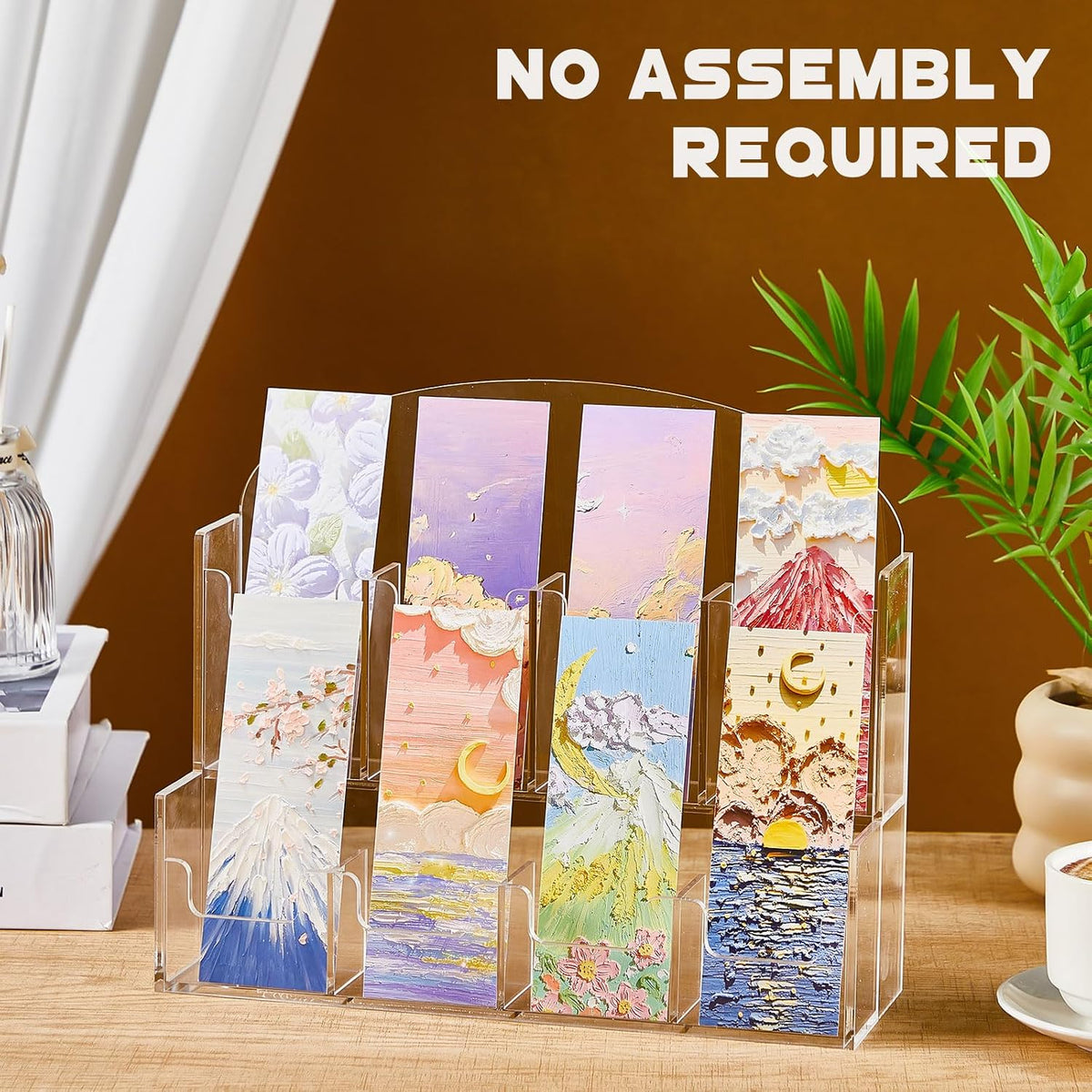 Yuntau 8 Pockets Acrylic Bookmark Display Stand, Integrated 2.2" Holder