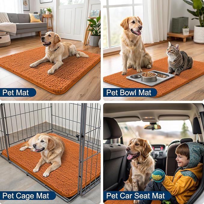 Smiry Dog Door Mat for Muddy Paws 70x24, Absorbent Dirt Trapper, Non-Slip