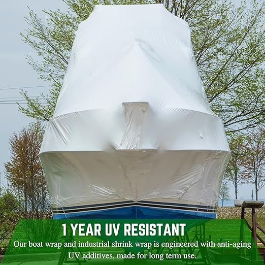 FPS Polyethylene Shrink Film - 7 mil Boat Shrink Wrap - White, 20' x 150'