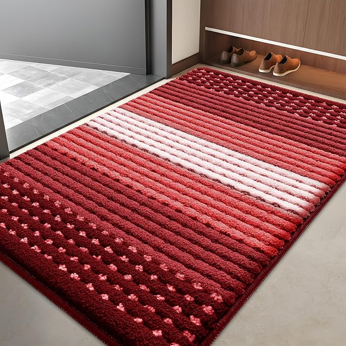 Kitinjoy Indoor Outdoor Door Mat, 40x32 Non-Slip Absorbent Dirt Trapper