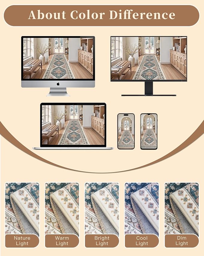 Madane Hallway Rug 3x10, Kitchen Rugs Washable Entryway Rug Vintage Kitchen