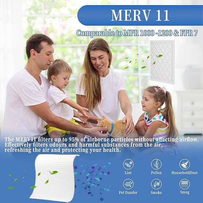 5 Pack 14x14x1 MERV 11 Air Filter Refills, Replaceable Filter Media only