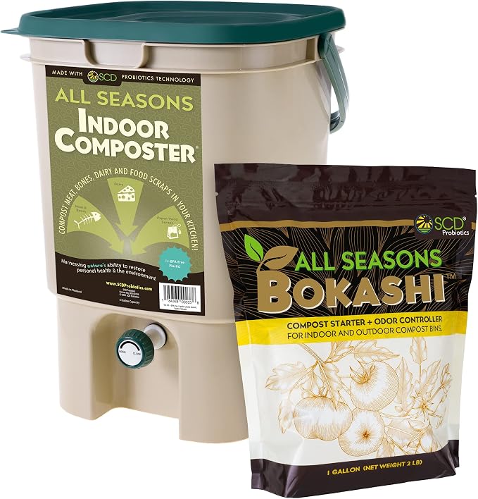 All Seasons Indoor Composter Starter Kit – 5 Gallon Tan Compost Bin