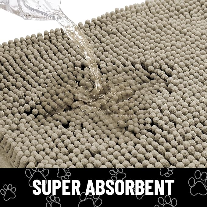 Smiry Dog Door Mat for Muddy Paws, Absorbent Dirt Trapper Non Slip Quick Dry