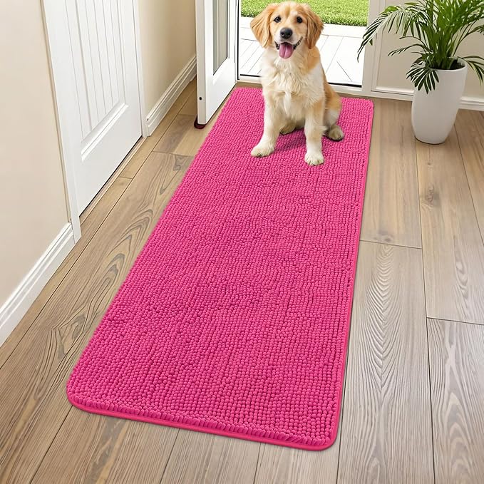 Smiry Dog Door Mat for Muddy Paws 59x24, Absorbent Dirt Trapper, Non-Slip